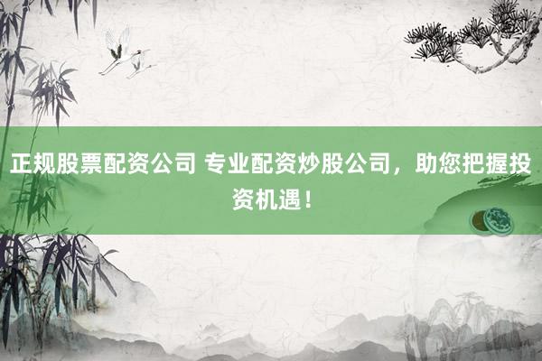 正规股票配资公司 专业配资炒股公司，助您把握投资机遇！