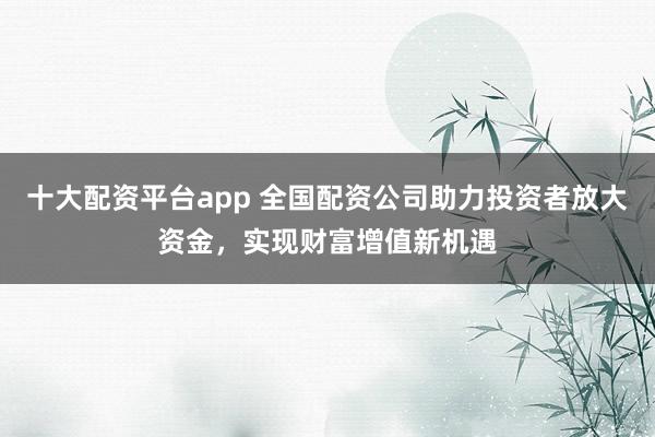 十大配资平台app 全国配资公司助力投资者放大资金，实现财富增值新机遇