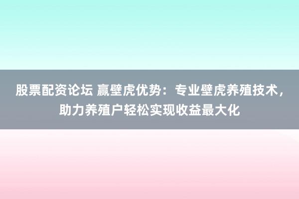 股票配资论坛 赢壁虎优势：专业壁虎养殖技术，助力养殖户轻松实现收益最大化