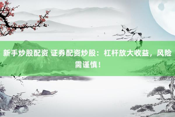新手炒股配资 证券配资炒股：杠杆放大收益，风险需谨慎！