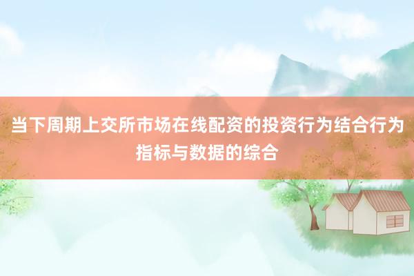当下周期上交所市场在线配资的投资行为结合行为指标与数据的综合