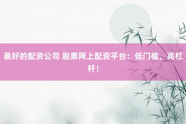 最好的配资公司 股票网上配资平台：低门槛，高杠杆！