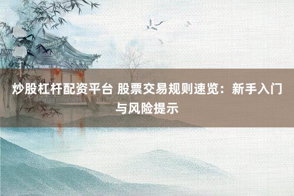 炒股杠杆配资平台 股票交易规则速览：新手入门与风险提示