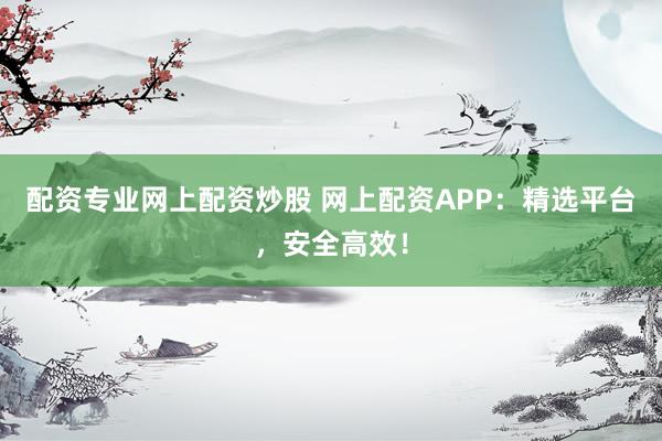 配资专业网上配资炒股 网上配资APP：精选平台，安全高效！
