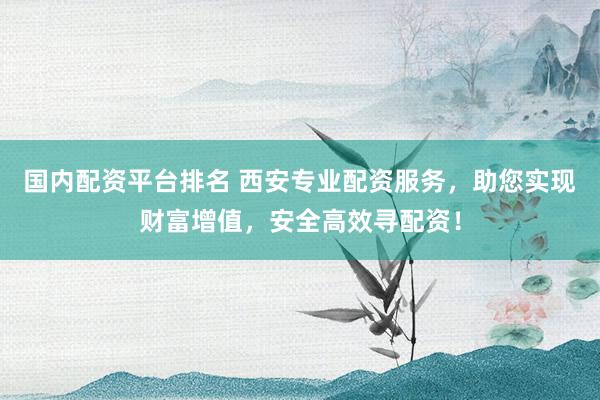 国内配资平台排名 西安专业配资服务，助您实现财富增值，安全高效寻配资！
