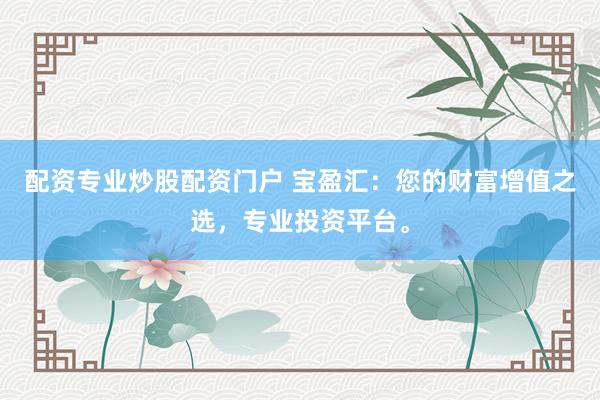 配资专业炒股配资门户 宝盈汇：您的财富增值之选，专业投资平台。